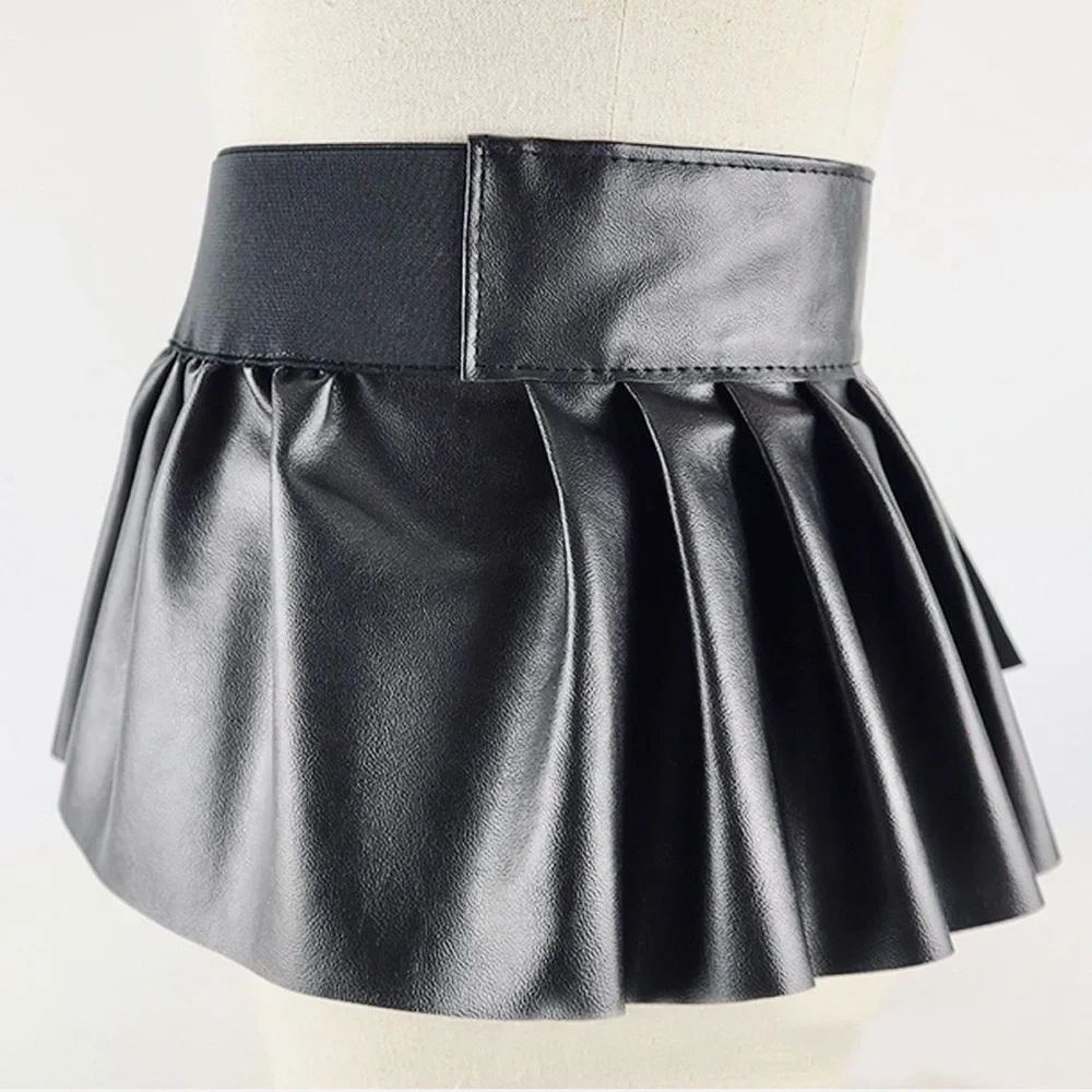 Faux Leather Peplum Corset Belt | Stretch Waist Cincher | Statement Fashion Belt - Picture 3 of 7